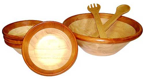 Bowls asian Foodal.com Set Rim serving  utensils  Serving  Piece & Utensils Wood Cherry
