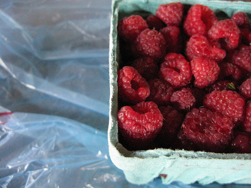 A tub of red raspberries | Foodal