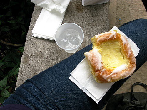 pastry on jeans