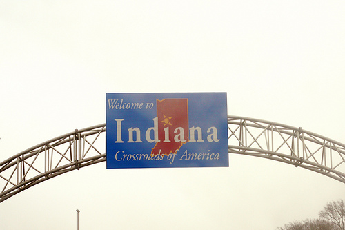 A welcome signage of Indiana.