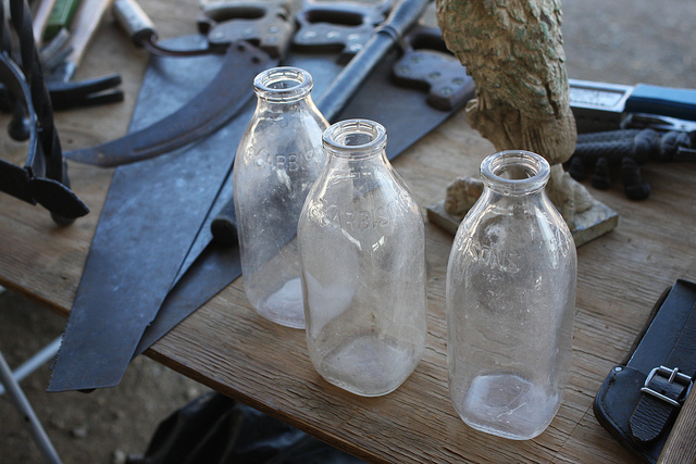 glass milk jugs at nashville flea