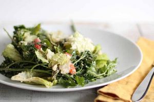 Winter Lettuce Salad with Roasted Peppers and Feta