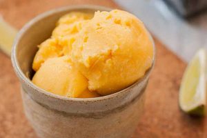No-Churn Mango, Lime, and Cream Cheese Sherbet: A Refreshing Treat on a Hot Day (Dairy-Free Option)