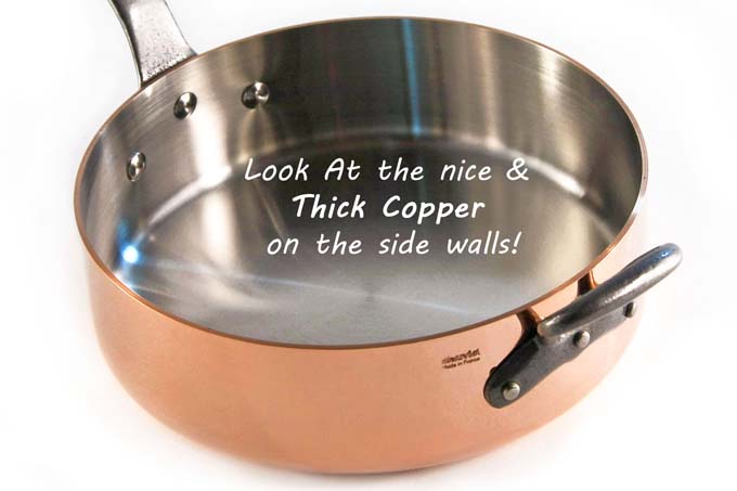 French copper pan made in france 2.5 mm professional chef's pan french copper cooking pans made in France