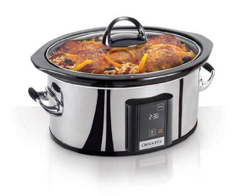Stainless steel crockpot; isolated background