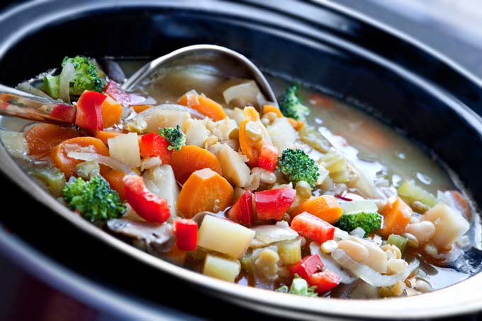 vegetable stew in a crock pot
