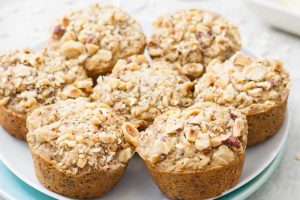 Healthy Whole Grain Pear Hazelnut Muffins (Vegan)