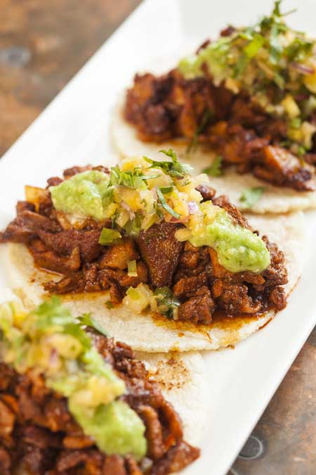Al Pastor Style Tacos Recipe - includes both a pork and vegetarian version | Foodal.com