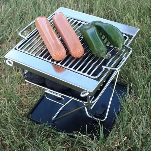 MikaMax World's Smallest Portable BBQ - Foldable Mini Grill 18x6x15.5cm For Picnics & Travel