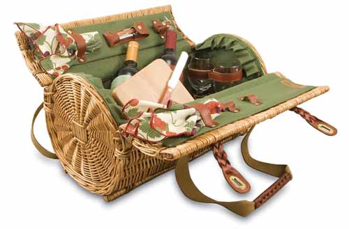 Moka Collection Picnic Time Yellowstone Willow Picnic Basket with Deluxe Service for 2 