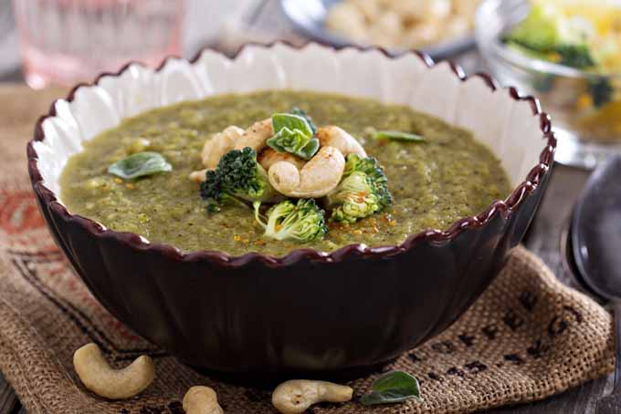 Roasted Broccoli Soup with Cashews | Foodal.com