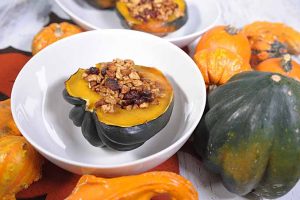 Stuffed Acorn Squash With Apples, Nuts and Cranberries