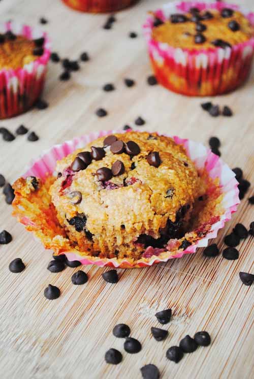 Strawberry Chocolate Chip Healthy Muffins