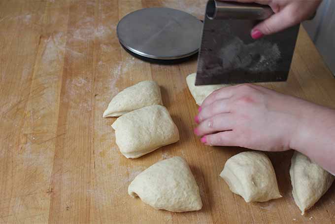 Step . Cut dough evenly into pieces.