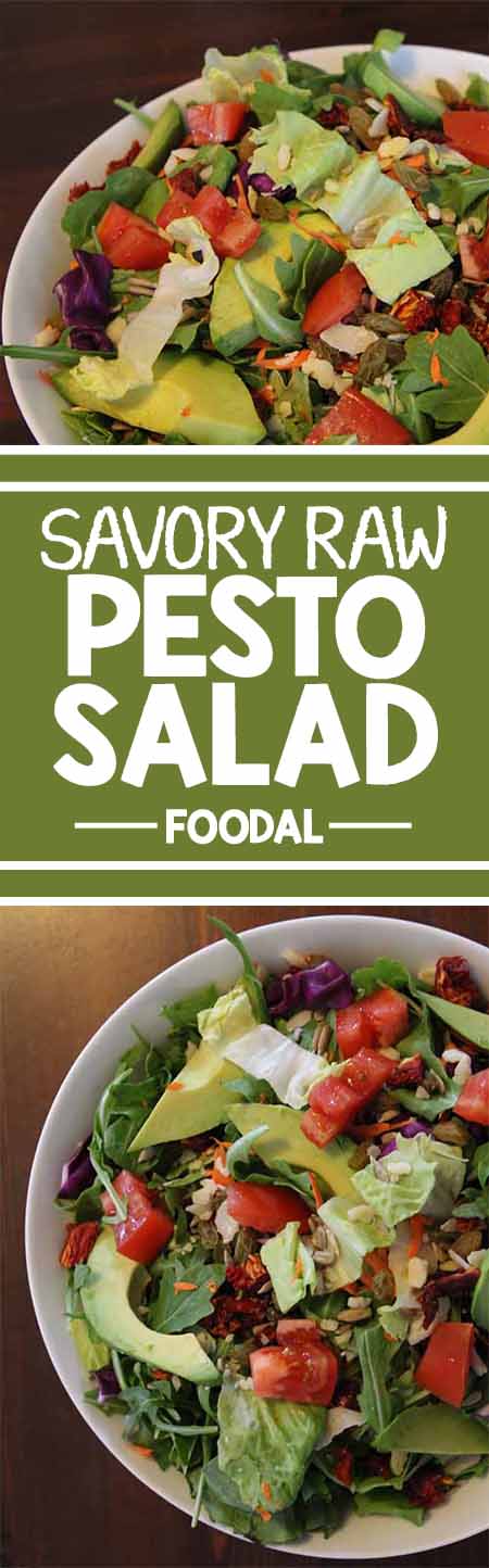 Looking for a delicious, savory, easy to prepare raw main dish? We have the perfect salad for you. No special equipment is needed, just fresh healthy ingredients, and a desire to look and feel great! And, if you have leftover pesto it freezes beautifully, ready to add to a busy weeknight dinner. This is the perfect warm weather dish. If you have a garden, even better! Check out the recipe now! https://foodal.com/recipes/salads/savory-raw-pesto-salad/