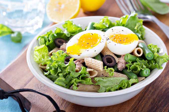 Salad, Pasta, and Boiled Egg | Foodal.com