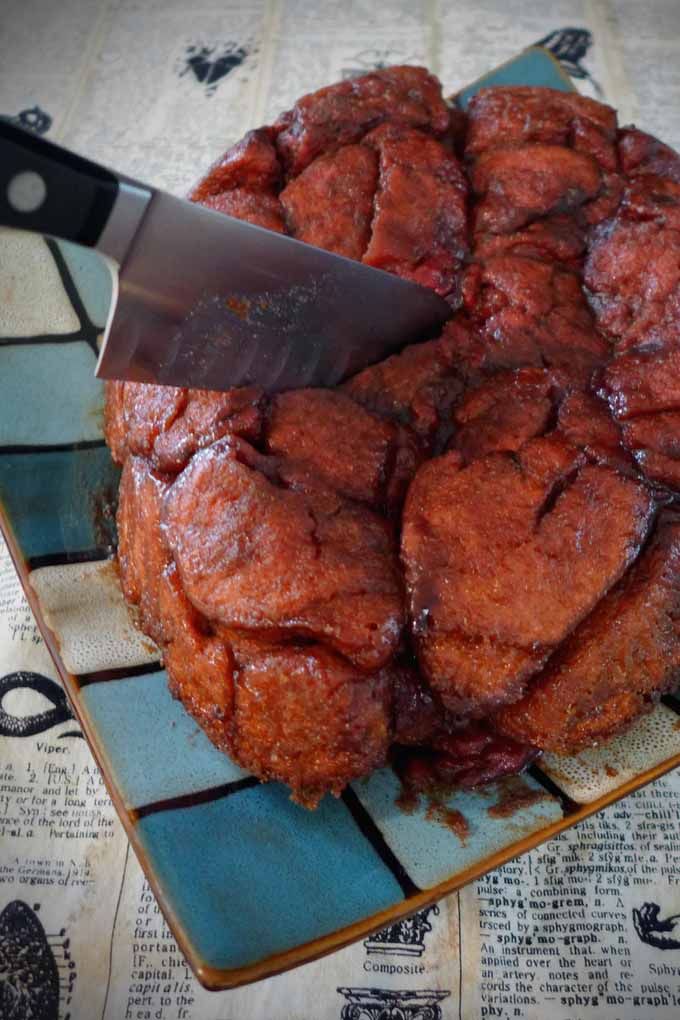 Looking for a delicious breakfast bread or dessert that will keep your unsuspecting Halloween guests up at night? Delight and amaze them with this recipe. Sure, you've heard of monkey bread before... but what about monkey bread BRAINS, died blood-red with tasty beet juice? Author Chris-Rachel Oseland shares this recipe from her Dead Delicious Horror Cookbook. Get the recipe now on Foodal... if you dare! https://foodal.com/holidays/halloween/beet-monkey-bread-brains/
