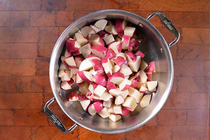 Step 1 - Cut up potatoes and boil in a stock pot