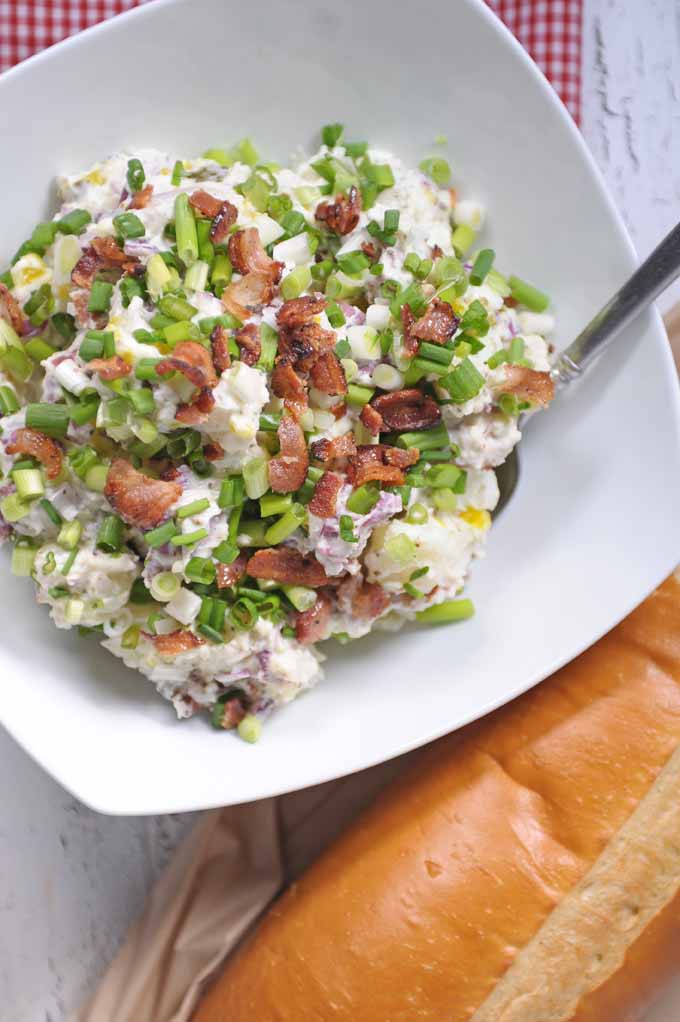 Try this loaded potato salad! It's tasty enough that you could even use it for a main meal! https://foodal.com/recipes/comfort-food/loaded-potato-salad/ ‎