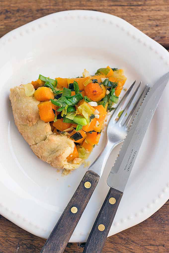 This rustic vegetarian galette is filled with healthy butternut squash and leeks- and it's so good! Get the recipe: https://foodal.com/recipes/comfort-food/butternut-squash-leek-galette/