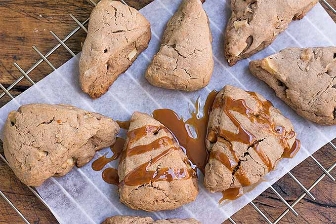 Caramel Apple Scones Cooling on a Wire Rack | Foodal.com