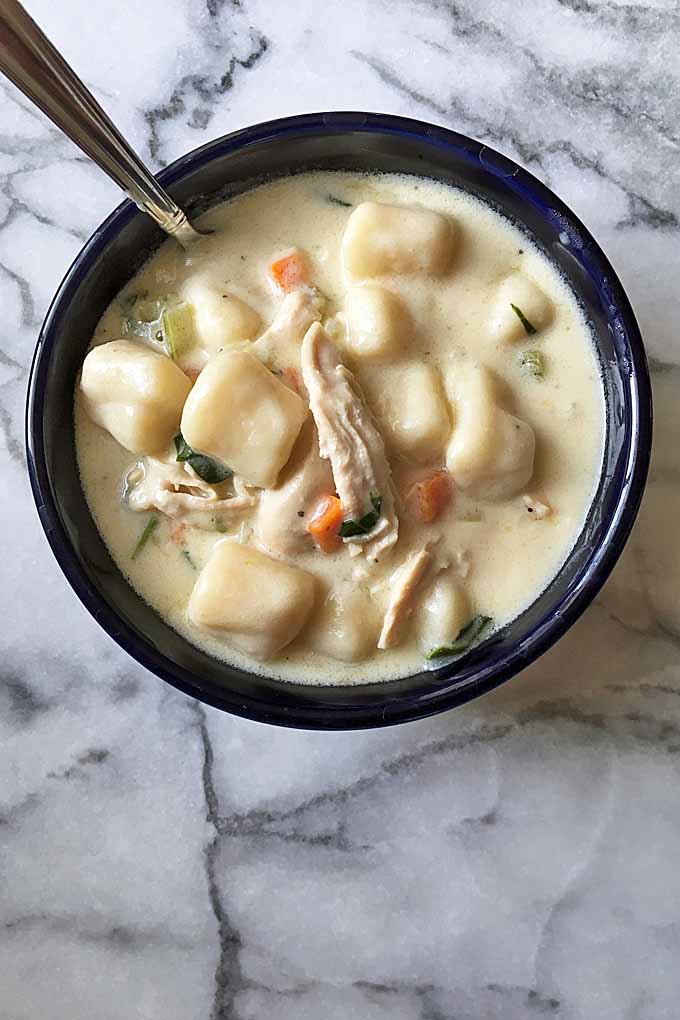 How does a thick and hearty soup made with gnocchi dumplings and chicken sound on a chilly winter day? Try Foodal's recipe now: https://foodal.com/recipes/pasta/use-italian-gnocchis-add-zing-cooking/