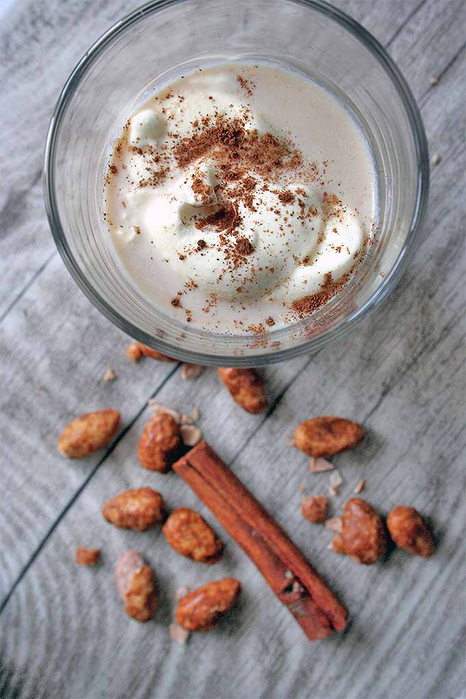 Warm up by the fire with a glass of Roasted Almond Milk topped with Cinnamon Cream. We share the recipe: https://foodal.com/drinks-2/everything-else/roasted-almond-milk/ 