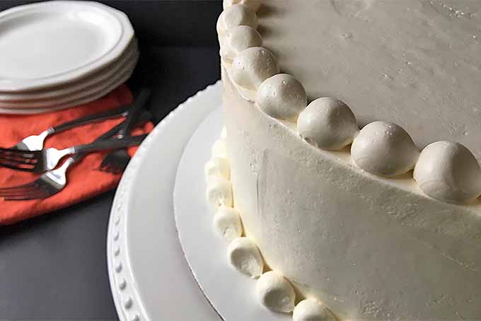 A beautiful cake decorated with vanilla Swiss meringue buttercream | Foodal.com