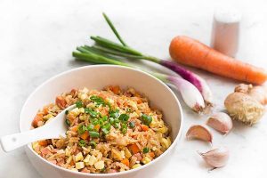 Easy Sausage Fried Rice with Garlic and Ginger