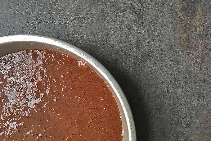 Chocolate cake batter, ready for the oven | Foodal.com