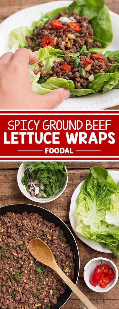 If you love the taste of Asian food, and want something low-carb at the same time, these spicy ground beef lettuce wraps are your solution. Fresh lettuce leaves are stuffed with marinated ground beef mixed with ingredients like ginger, garlic, peanuts, and chili. Are you hungry now? Get the recipe from Foodal today!