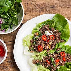 Spicy ground beef lettuce wraps are a tasty handheld meal for you to try for a quick dinner tonight. | Foodal.com