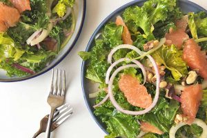Bright Kale and Grapefruit Salad with Spiralized Apple and Red Onion