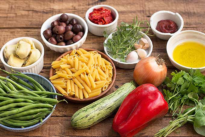Ingredients for Sicilian Pasta Salad | Foodal.com