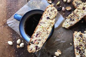Italian Biscotti Cookies with Dried Cherries, Raisins, and Pistachios