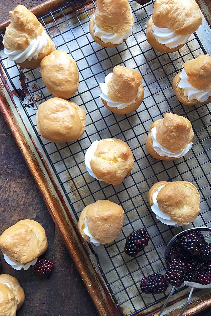 Want to increase your pastry skills? Make our recipe for pate a choux, a classic French dough that is used for a variety of pastries, like these cream puffs! We share all the info you need: https://foodal.com/recipes/desserts/the-perfect-party-treat-heavenly-cream-puffs