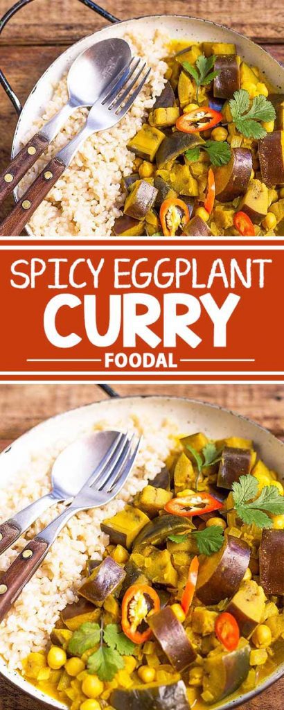 Add some feisty flavor to your next vegetarian meal! Our spicy curry is made with tender chunks of eggplant and chickpeas slowly simmered in a creamy coconut milk base that's infused with fresh chili and spices. Serve it with brown rice to enjoy a dinner that's both tasty and hearty. Get the recipe now on Foodal.