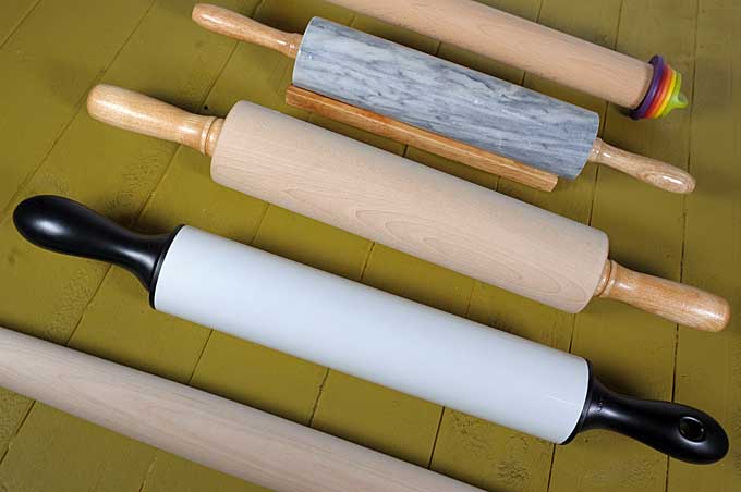 Top down view of 5 different styles of rolling Pin