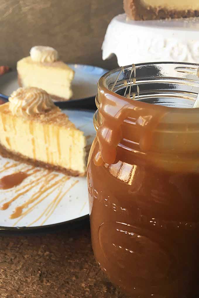 If you love eggnog during the holiday season, make our sinfully delicious cheesecake version, served with whipped cream and caramel sauce! Get the recipe now: https://foodal.com/recipes/desserts/spiced-eggnog-cheesecake/