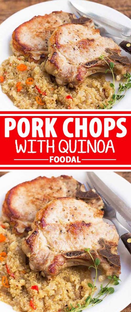 Need a super easy meal with a meaty main? Our recipe for simple skillet pork chops with quinoa is a tasty mix of healthy ingredients. It's the perfect gluten-free and paleo meal, all made in just one pan. The quinoa is cooked in the same pan as the pork and veggies. So easy! Get our delicious recipe now on Foodal.
