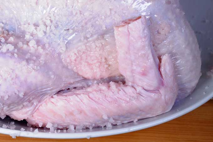 Close in view of a raw turkey carcasse with the wing tips removed | Foodal