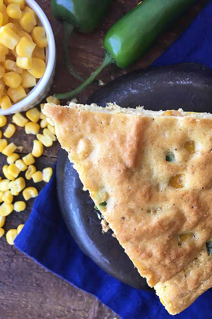 Our fresh cornbread is made with whole corn kernels and spicy jalapeno peppers. We share the recipe now: https://foodal.com/recipes/breads/jalapeno-skillet-cornbread/