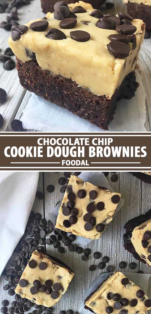 A collage of photos showing different views of a chocolate chip cookie dough recipe.