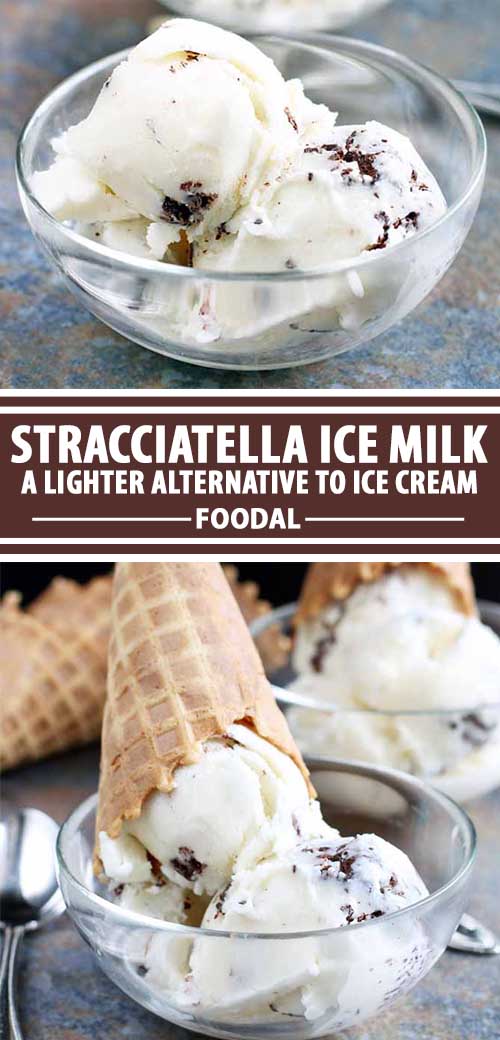 A collage of photos showing different views of a batch of Stracciatella Ice Milk.