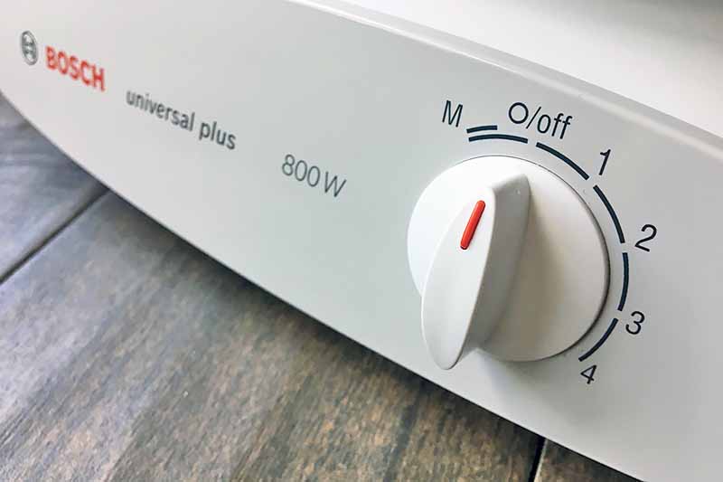 Horizontal image of the switch on a kitchen machine.