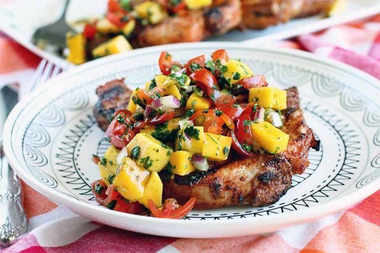 The Best Grilled Pork Chops with Mango Salsa Recipe | Foodal