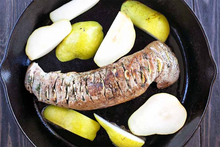 Hasselback Herb Roasted Pork Tenderloin with Pears | Foodal