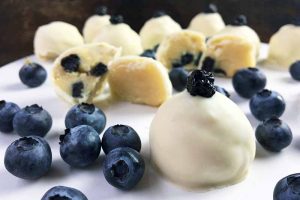 Blueberry Cookie Dough Almond Flour Truffles with White Chocolate