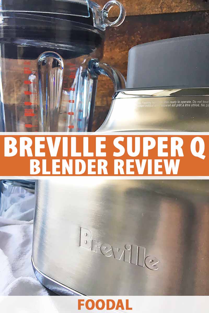 Vertical close-up image of a Breville blender base with the container in the background.
