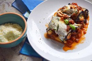 Grilled Eggplant Rollatini with Lemony Herbed Ricotta